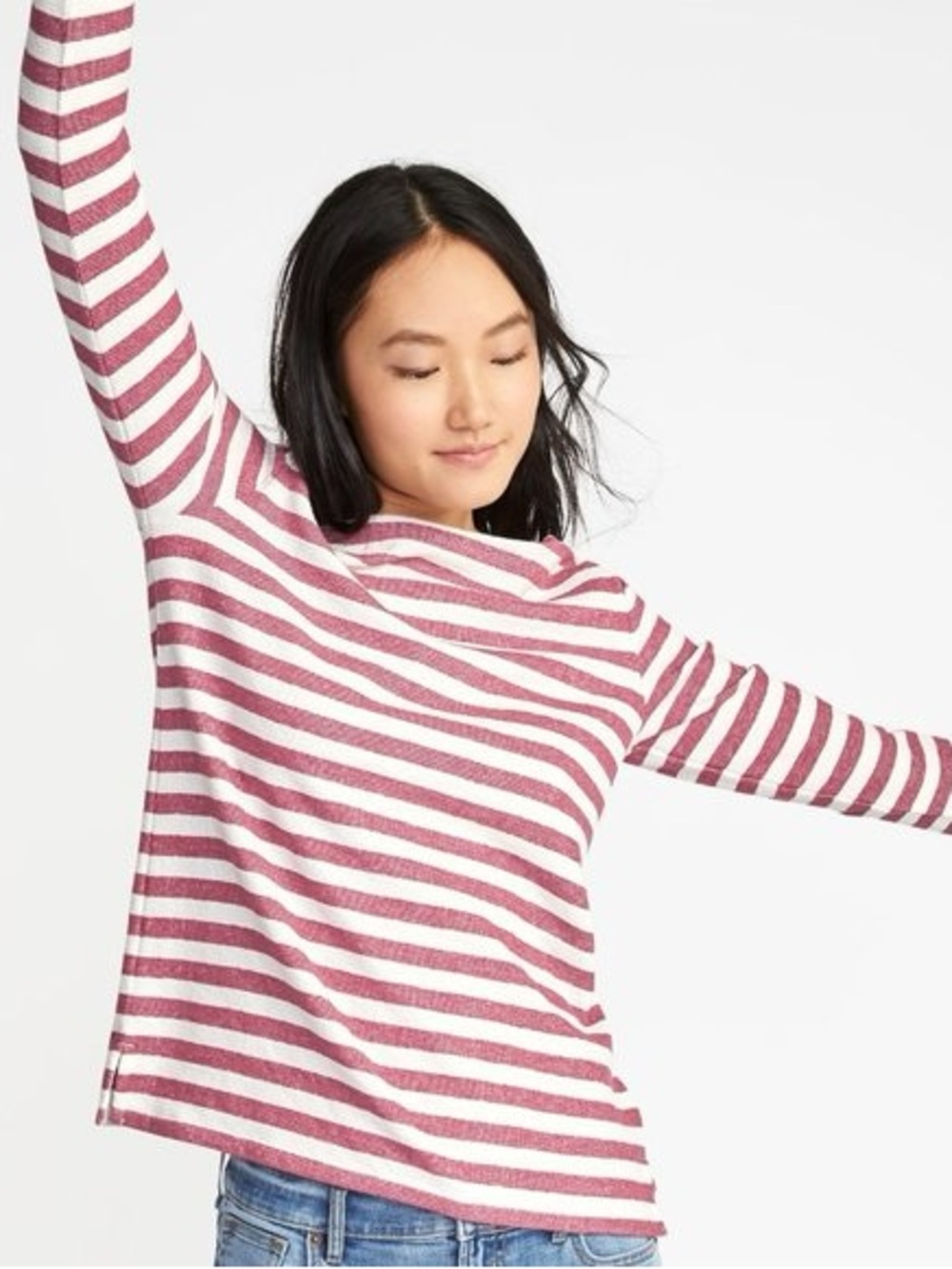 Old Navy Striped Long Sleeve Top in Red and White